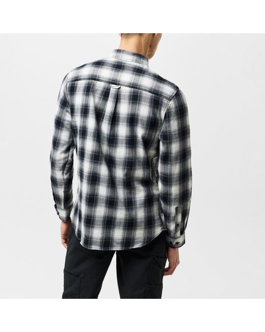 Threadbare Blue Cheque Long-Sleeve Patterned Shirt for men