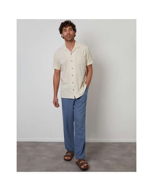 Threadbare Blue Linen Straight Leg Trouser for men
