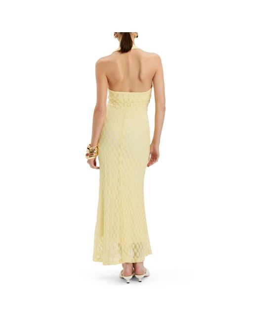 Bardot Metallic Mariko Halter Neck Cotton Fitted Midi Dress