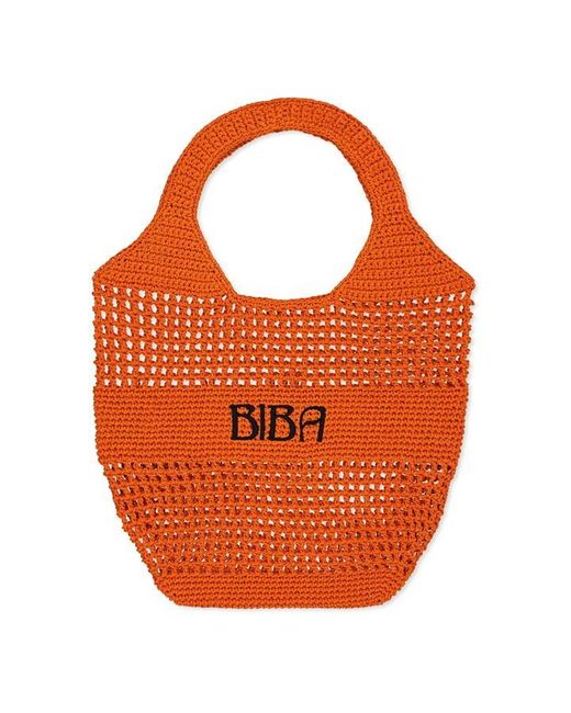 Biba Orange Crochet Shopper Bag