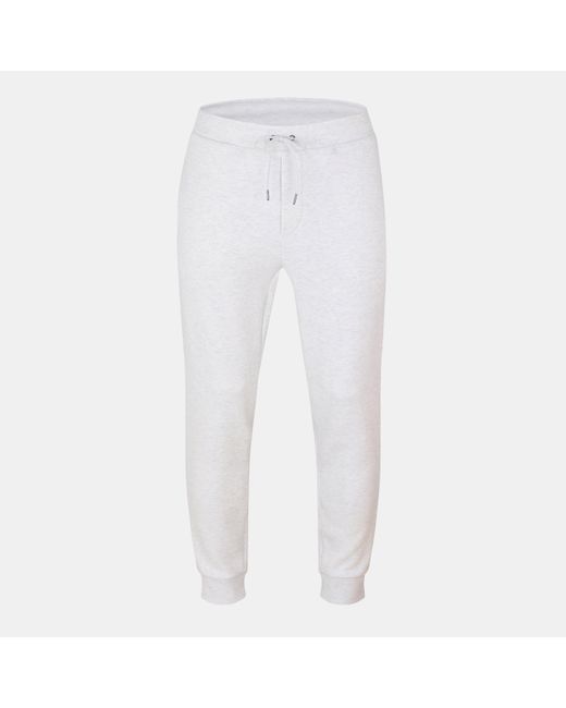 Ralph Lauren White Perf Closed Hem Fleece Joggers for men