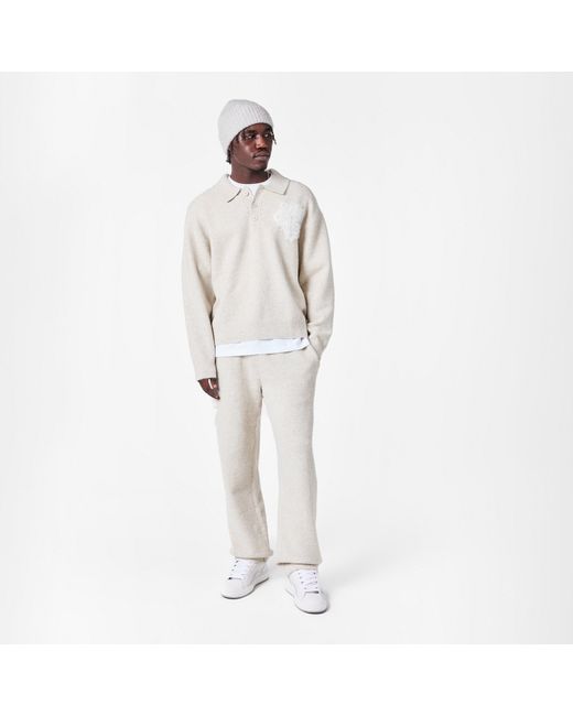 The Couture Club White Textured Soft Knit Relaxed Fit Knitted Top for men