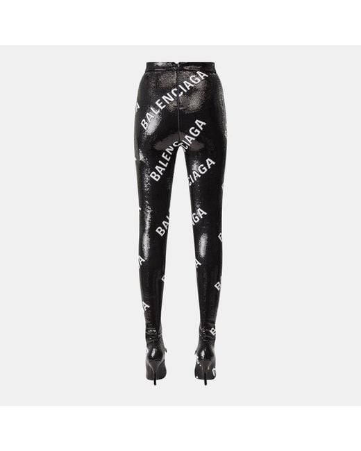 Balenciaga Black Sequinned Sock Boot Leggings