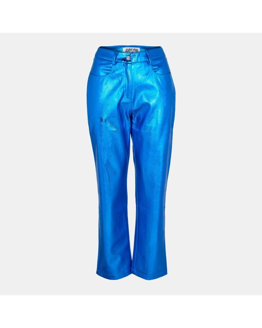 Amy Lynn Blue Leather/Pu Leather Trouser