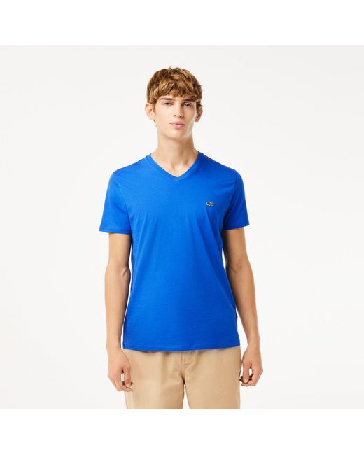 Lacoste Blue V Neck Tee Sn99 for men