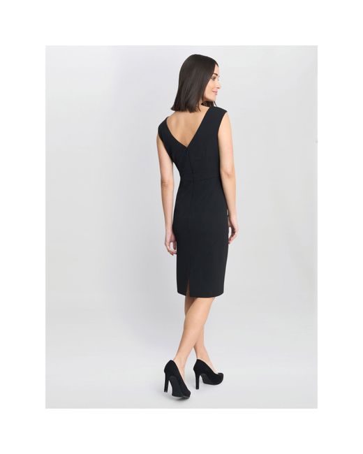 Gina Bacconi Black Arabella Crepe Taffeta Combo Dress