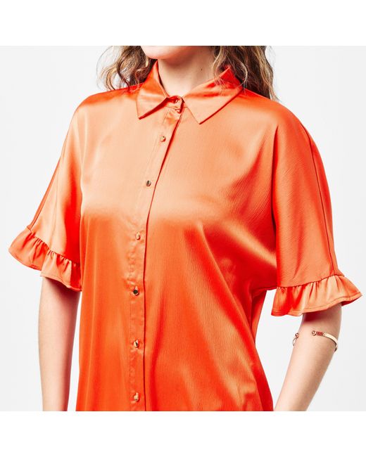 AX Paris Orange Frill Detail Button Front Shirt Dress