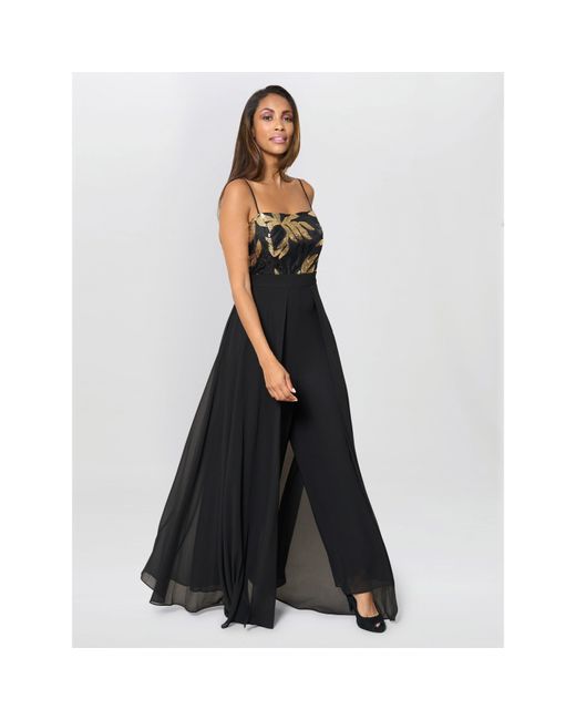Gina Bacconi Black Fannie And Chiffon Jumpsuit