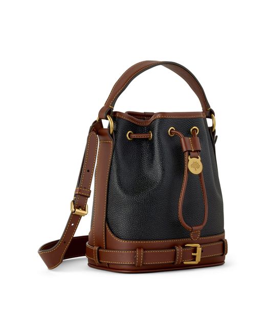 Mulberry Black Scotchgrain Small Leather Bucket Bag