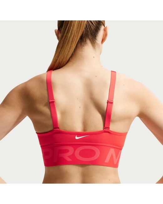 Nike Red Pro Indy Plunge Medium-Support Padded Sports Bra