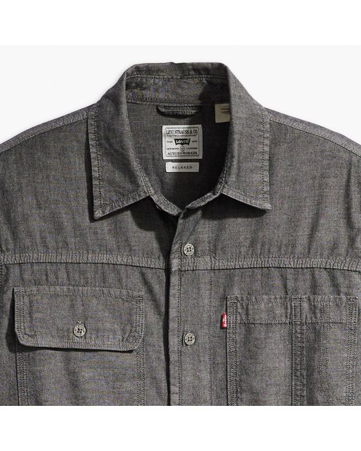 Levi's Gray Auburn Worker Chambray Long-Sleeve Denim Shirt for men