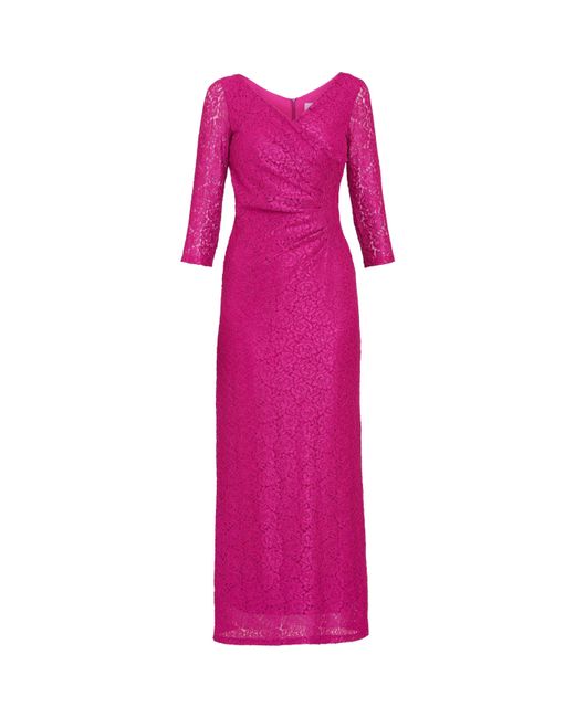 Gina Bacconi Pink Fearne Lace Wrap Maxi Dress
