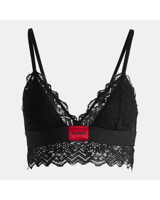 HUGO Black Lace Triangle Padded Bralette