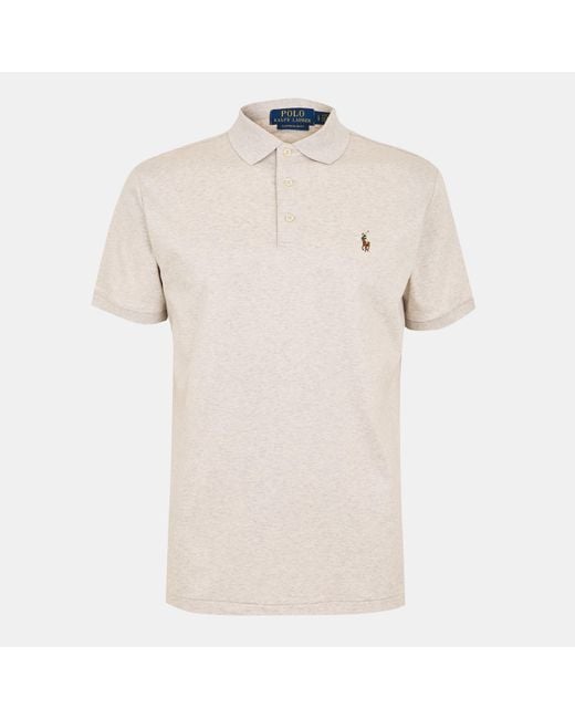 Polo Ralph Lauren Pima Cotton Short Sleeve Slim Fit Shirt in Natural ...