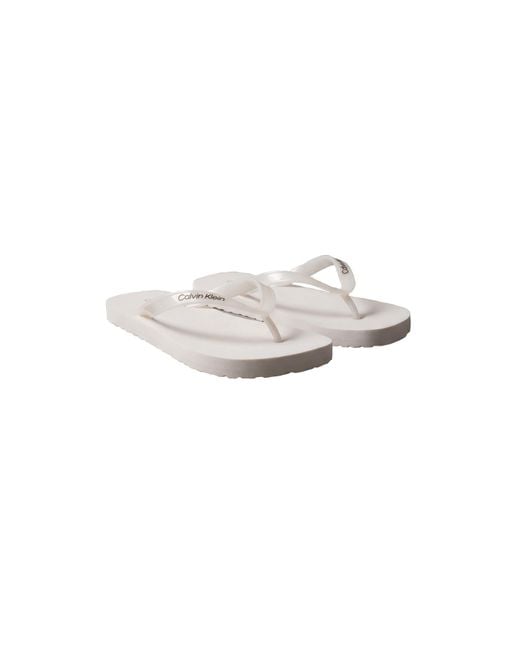 Calvin Klein White Flip Flops