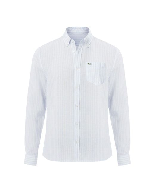 Lacoste White Long Sleeve Patterned Shirt for men