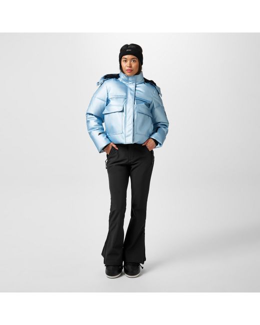 Jack Wills Blue Jw Cropped Puffer Insulated Ski Jacket