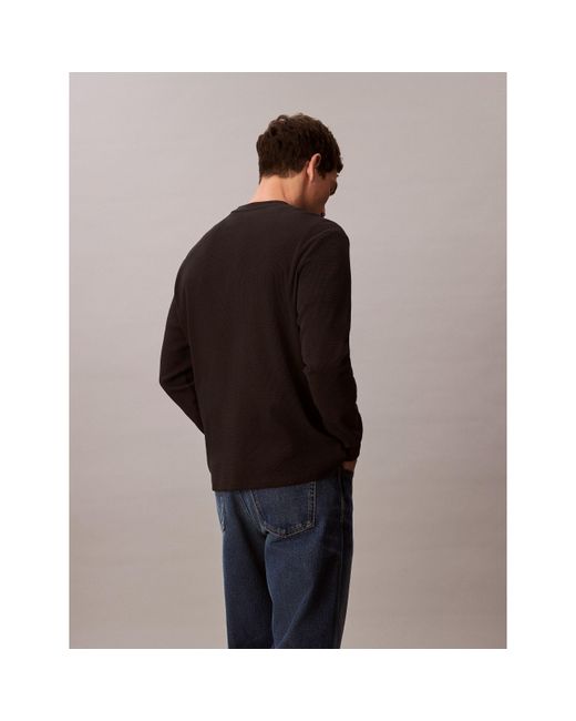 Calvin Klein Black Ckj Waffle Long-Sleeve T-Shirt for men