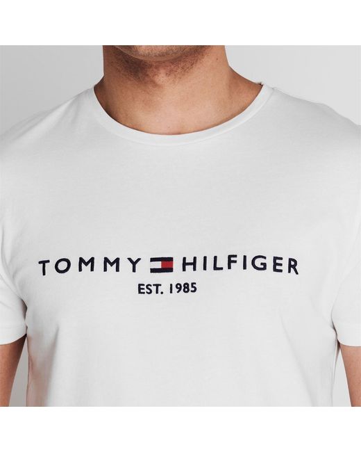 Tommy Hilfiger White Logo Crew Neck T Shirt for men