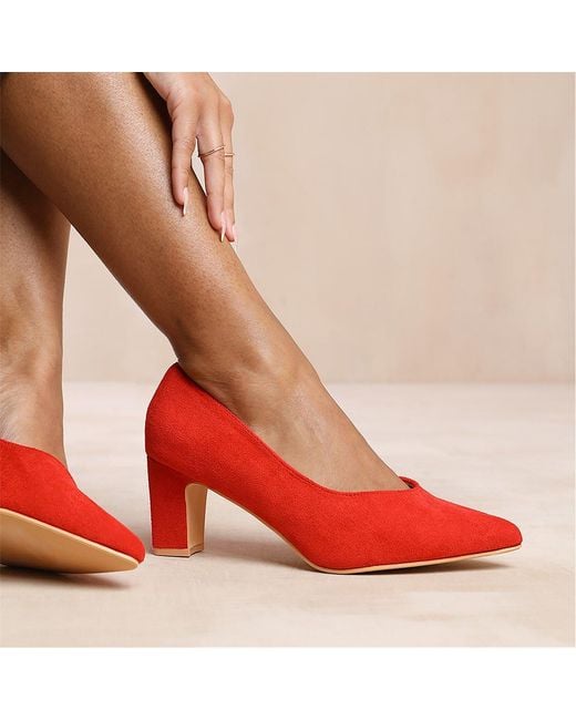 Where's That From Red Serena Extra Wide Fit Block Heel With Pointed Toe