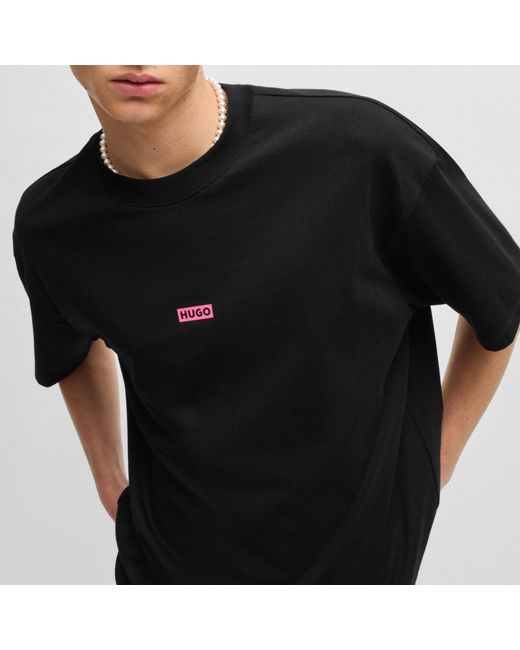 HUGO Black Printed Logo Back T-Shirt With Mcmxciii Text for men
