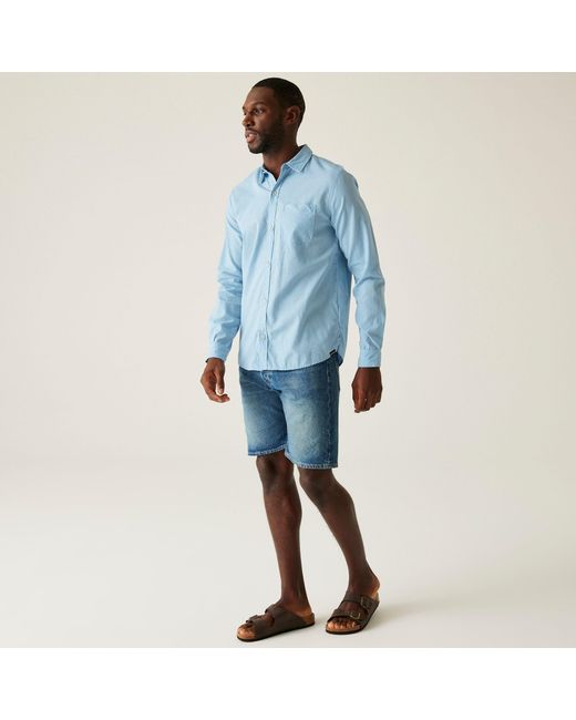 Regatta Blue Loran Long-Sleeve Plain Shirt for men