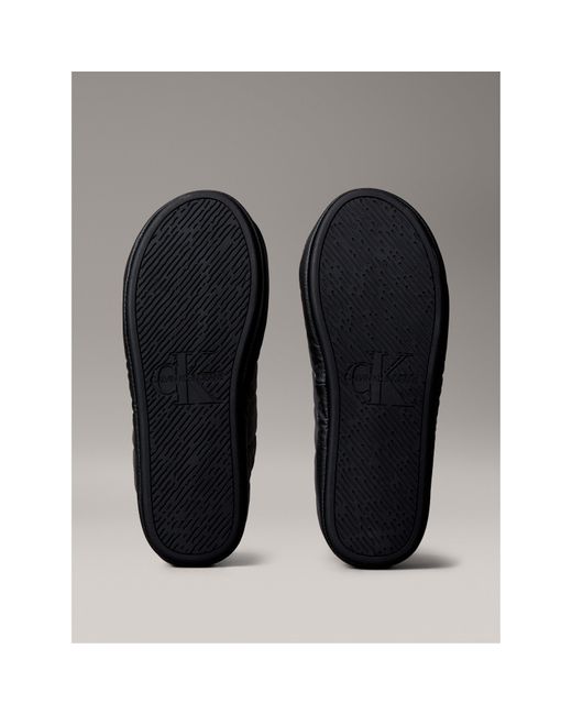 Calvin Klein Gray Puffer Moccasin Slippers for men