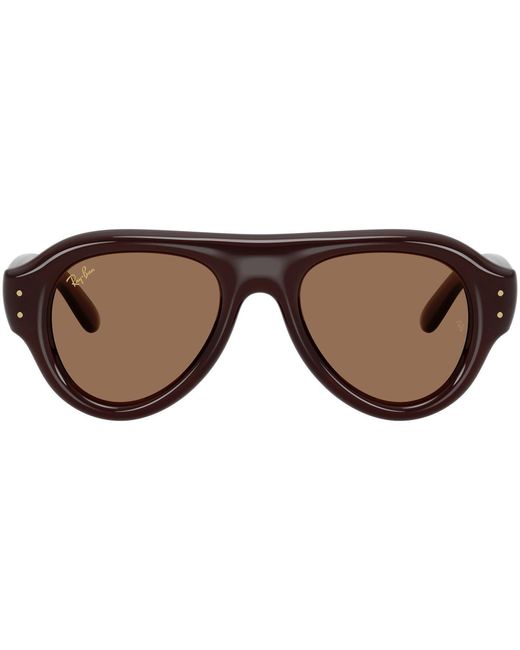 Ray-Ban Brown Pilot Puffer Round Sunglasses