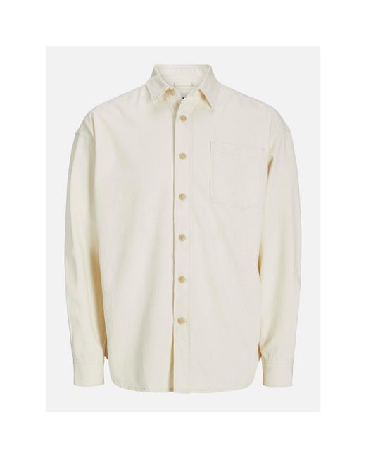 Jack & Jones White Denim Long Sleeve Plain Shirt for men