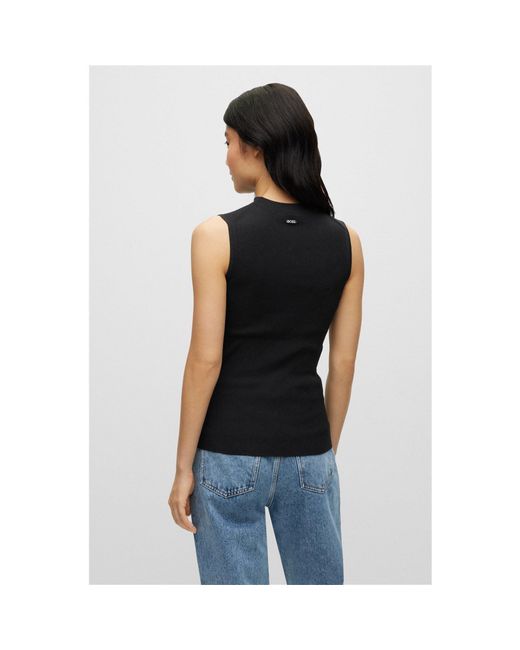 Boss Black Feskies Knitted Slim Fit Mock Neckline Top