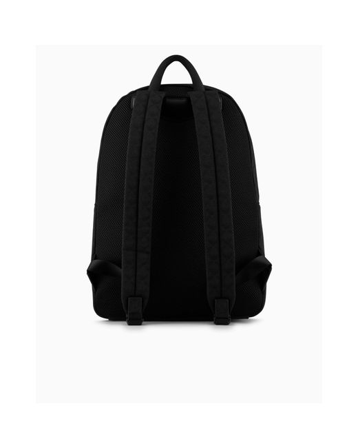 Emporio Armani Black All Over Jacquard Quilted Zip Backpack for men