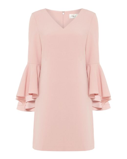 Eliza J Pink Short Sleeve Caplet Evening Dress