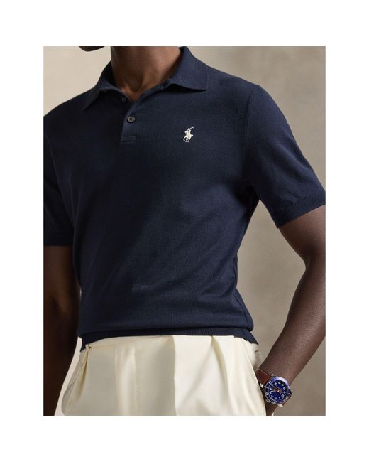 Polo Ralph Lauren Blue Web Stripe-trimmed Cotton-piqué Polo Shirt for men