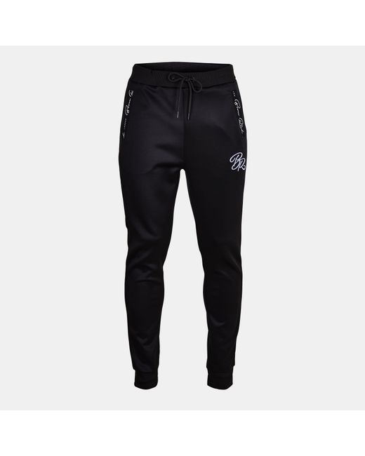 Born Rich Black Foletti Tricot Open Hem Fleece Joggers for men