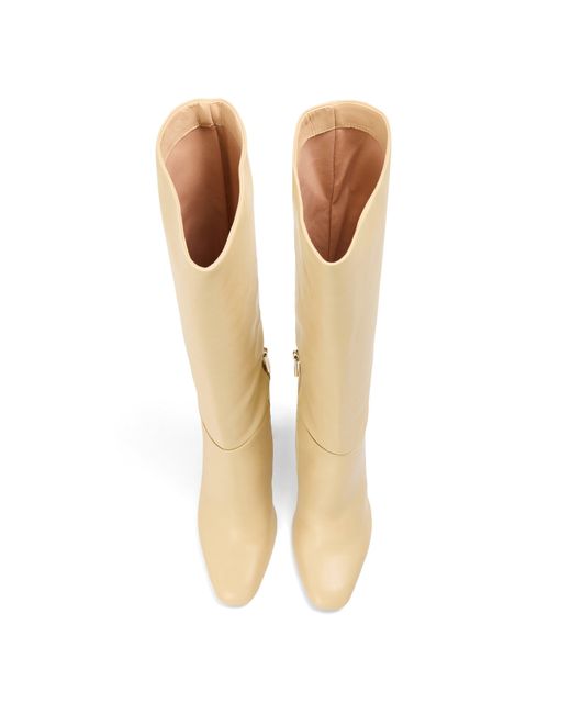 Steve Madden Natural Knee High Block Heel Boots With Zipper