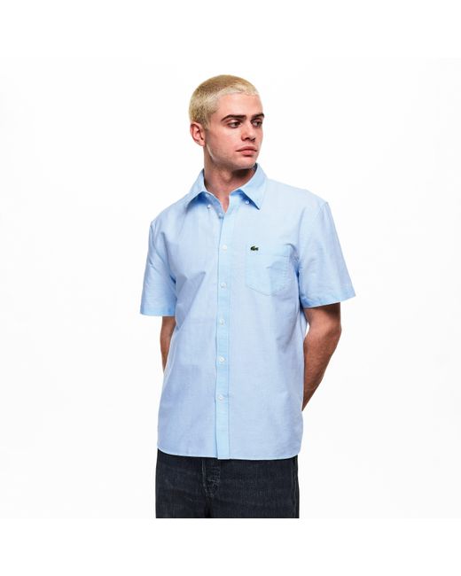 Lacoste Blue Short Sleeve Oxford Shirt for men
