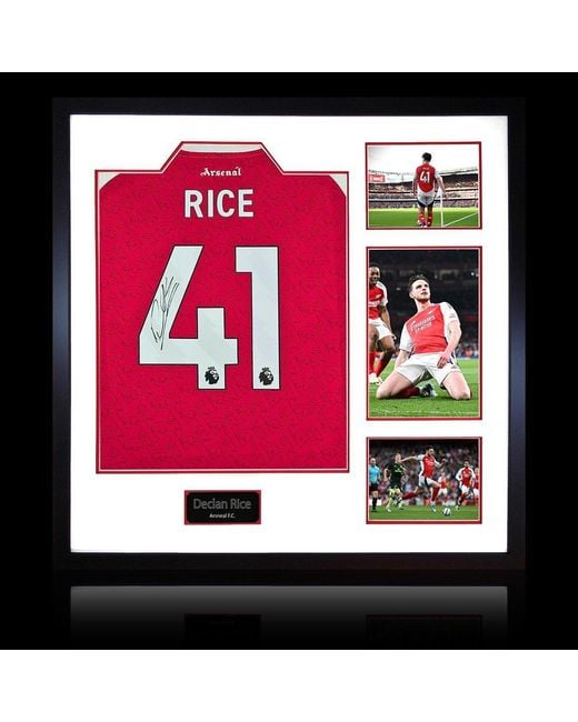 The Fan Cave Black Declan Rice Signed Arsenal Shirt Elite Frame (Acg