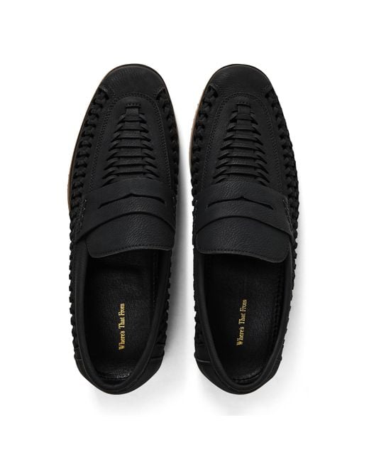 Where's That From Black Weave Slip On Loafers for men