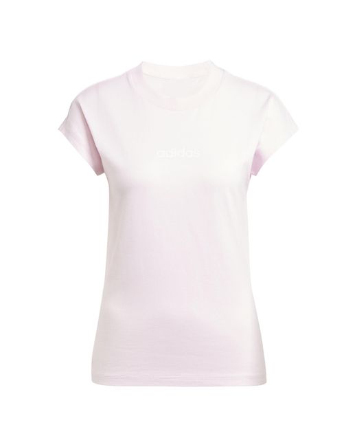 Adidas White Essentials Linear Cotton T-Shirt