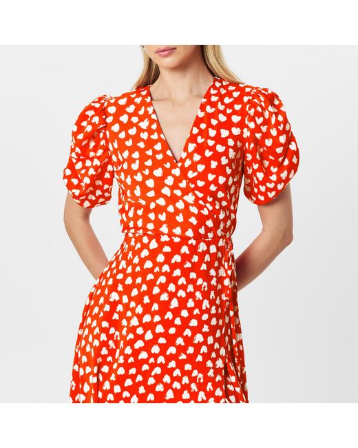 AX Paris Red Heart Printed Wrap Midi Dress