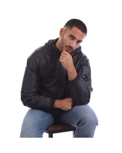 C P Company Black Nada Shell Hooded Padded Jacket for men