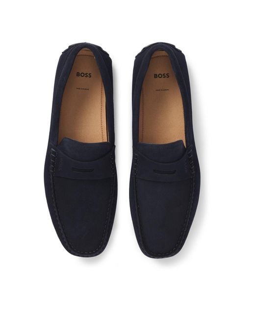 Boss Blue Noel Mocc Slip-On Loafers for men