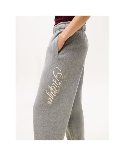 Tommy Hilfiger Gray Script Closed Cuff Soft Fleece Joggers