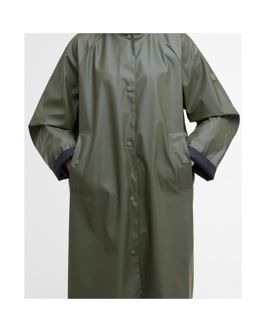 Barbour Green Recoleta Hooded Long Sleeve Knee Length Rain Anorak