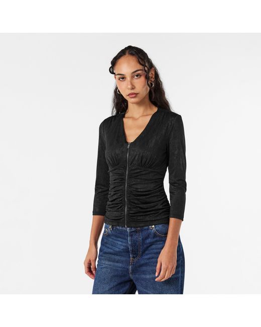 DKNY Black Long-Sleeve Zip T-Shirt