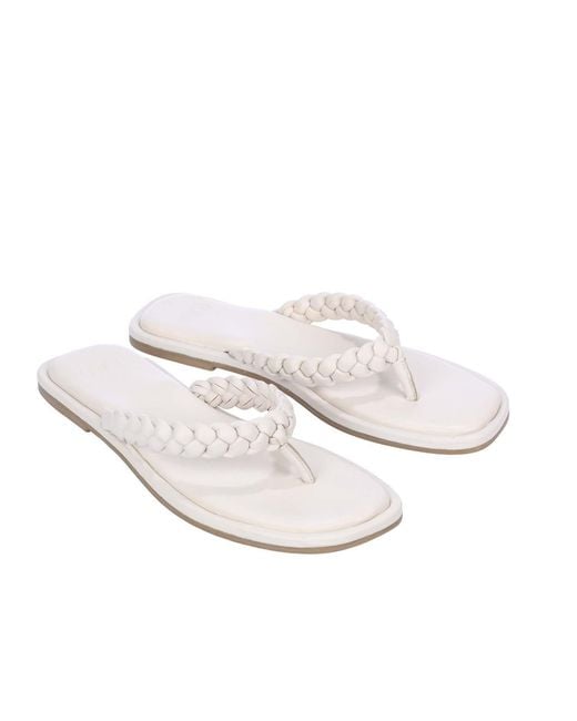 Dune White Loxx Plait Toe Post Sandals