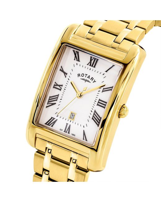 Rotary Metallic Heritage Astoria Rectangular Ss Watch for men