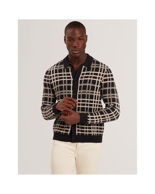 Ted Baker Black Long Sleeve Polo Shirt for men