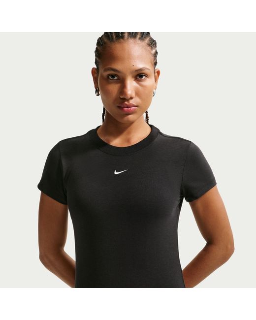 Nike Black Sportswear Club Chill Knit Mod Crop T-Shirt
