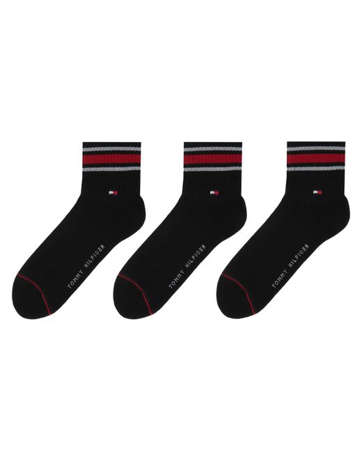 Tommy Hilfiger Black 3 Pack Sportsquartersocks for men